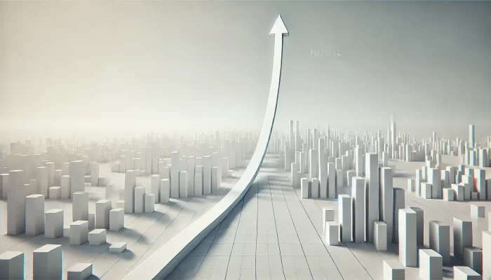 A minimalistic, wide-angle representation of future growth. It shows a simple, ascending line chart with a bold, upward-sloping line, indicating growth over time. The background is clean and light-colored, with no additional elements or distractions, allowing the chart to stand out as the central focus. The wide aspect ratio emphasizes the expansive view, reinforcing the concept of continuous and optimistic future growth.