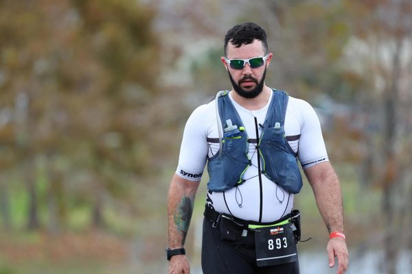 Alain walking in an Ironman event.